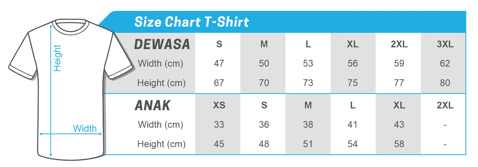 Ukuran Kaos